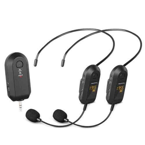 2.4G -Worn/Lavalier Wireless Microphone Portable with LED Digital Display for Megaphone Microphone Speaker Outdoor