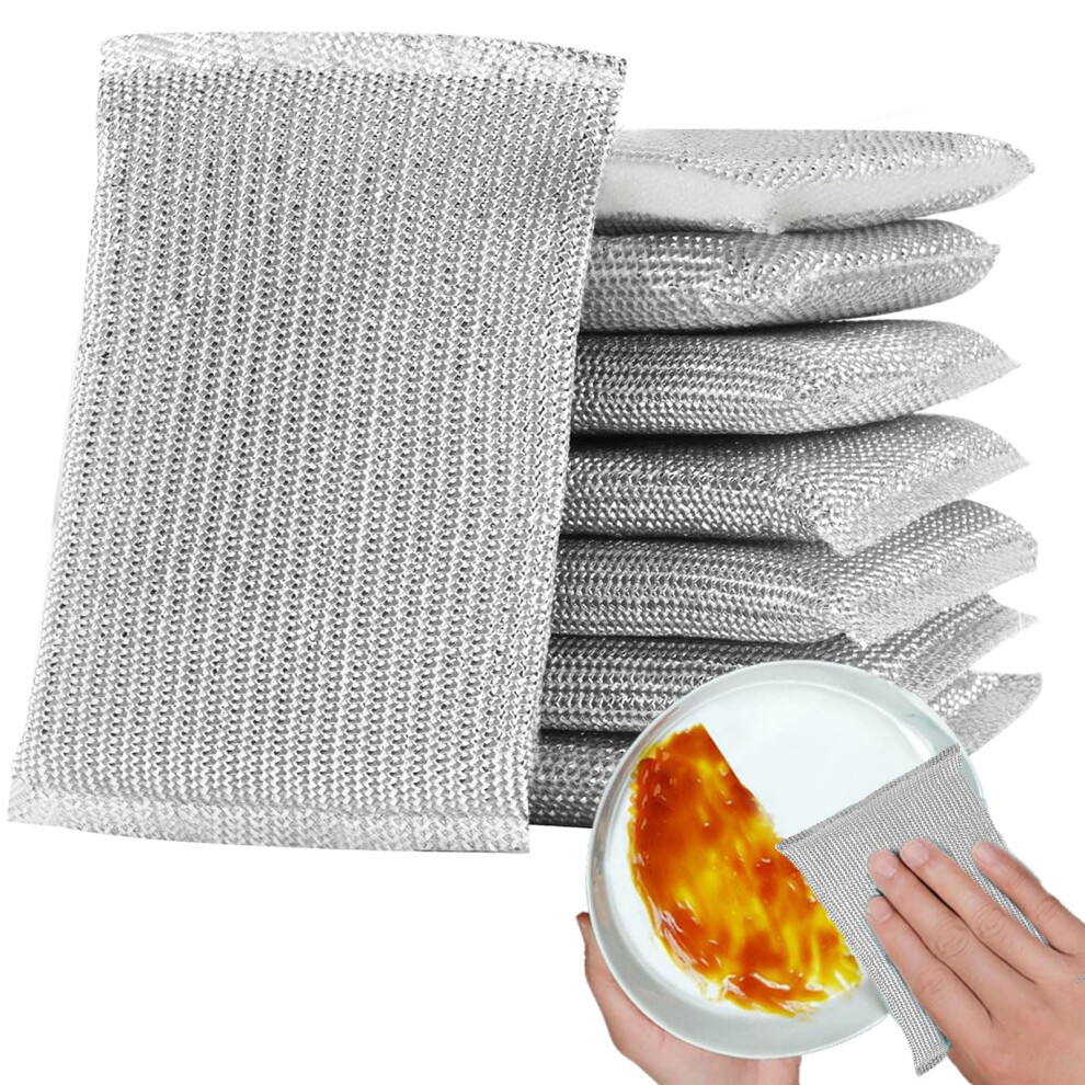 8-Pack Scourers Scouring Pads Sponge, Non Scratch Scrubbing Metal Scourer, Reusable Kitchen Sponges And Bathroom Cleaning Sponge 5051227559418