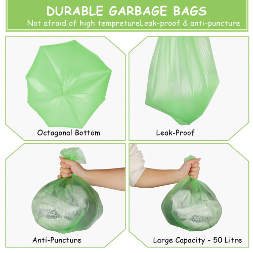 200 Counts 1.2 Gallon 6L Small Biodegradable Bin Bags, Compostable Caddy Liners 2