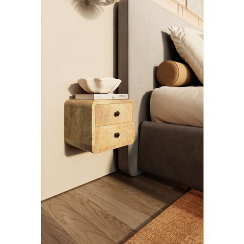 Modern Floating Bedside Table with Storage Drawers 2