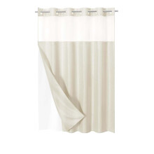 No Hook Waffle-Weave Shower Curtain with Snap-in Fabric Liner Set for Bathroom, Hotel Style with Mesh Top Window,A