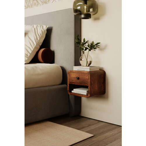 Wall Mounted Mini Bedside Table with Open Shelf