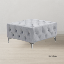 (Silver, Footstool) Luxury 3 Seater L Shaped Chaise Corner Sofa Plush Velvet Left Right Hand Facing Suite Settee Couch