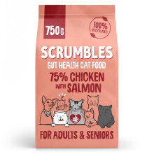 Scrumbles All Natural Dry Cat Food With 75% Chicken and Fresh Salmon, High Protein Food for Adults And Seniors, 750 g