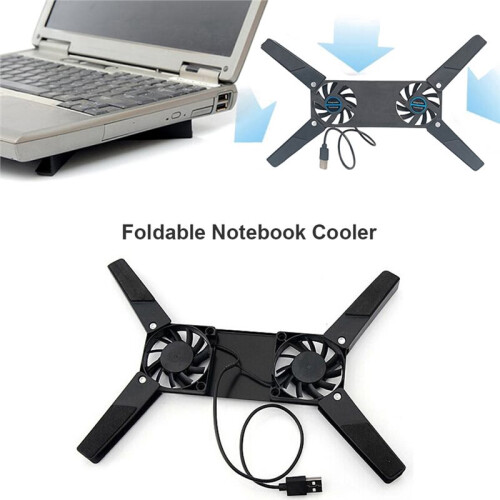 USB Powered Foldable Laptop Cooling Pad with Dual 60mm Fans Adjustable Notebook Cooler Stand Bracket for PC Computer 1