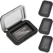 4Pcs Magnetic Pin Holder Box with Transparent Acrylic Lid, Strong Built-in Magnet Secures Pins Under 6.5cm for Sewers