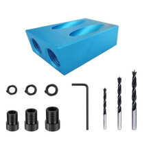 14-Delige Pocket Hole Jig Kit, Aluminium 15 Hellende Boorfixture met 6/8/10mm Boorgidsen voor Houtbewerking