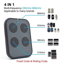Auto Frekvensdetektering Fjärrkontroll 280-868MHz Multi-In-One Klon Gate Clicker Garage 433MHz 868MHz för Fast Rullkod A