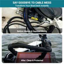 Boat Outboard Motor Rigging Sleeve Zippered Wire Wrap Trolling Motor Cords Protector for Boat Marine Outboard Fishing