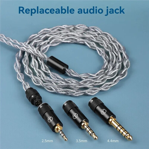HIFI Headphone Upgrade Cable 3in1 2.5+3.5+4.4mm Plug 4 Core Copper Silver Mixed Upgradable A 1