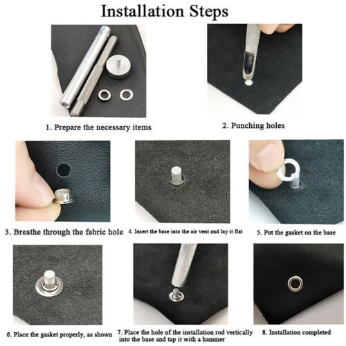200pcs Metal Button with Pressing Tool Eyelets and Grommets Kit Install Tool Kit for Canvas Belt  DIY Projects 1
