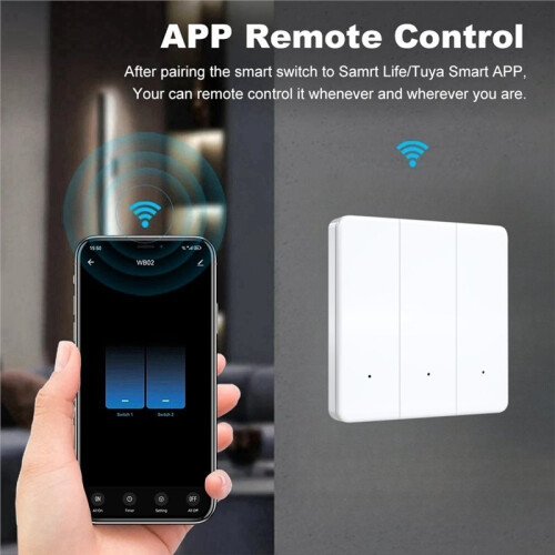 EU Tuya WiFi  Button Wall , Alexa Voice App Remote  Home Light  Three-Way Single Control Black 2