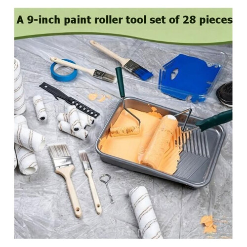 28er Pack Malerroller Set, Professionelles Pinselset, Malzubehör für Innenräume, Wände, Decken 2