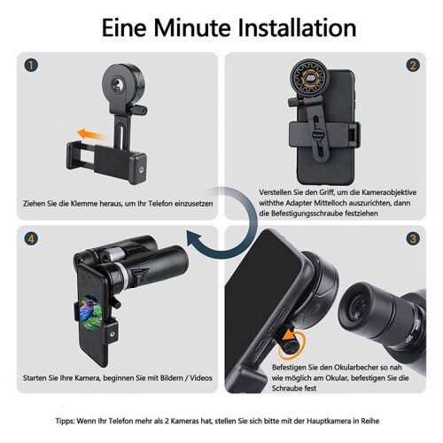 Telescopic Phone Adapter for Spotting Scope, Binoculars, Monocular, Telescope & Microscope, Universal Smartphone Holder