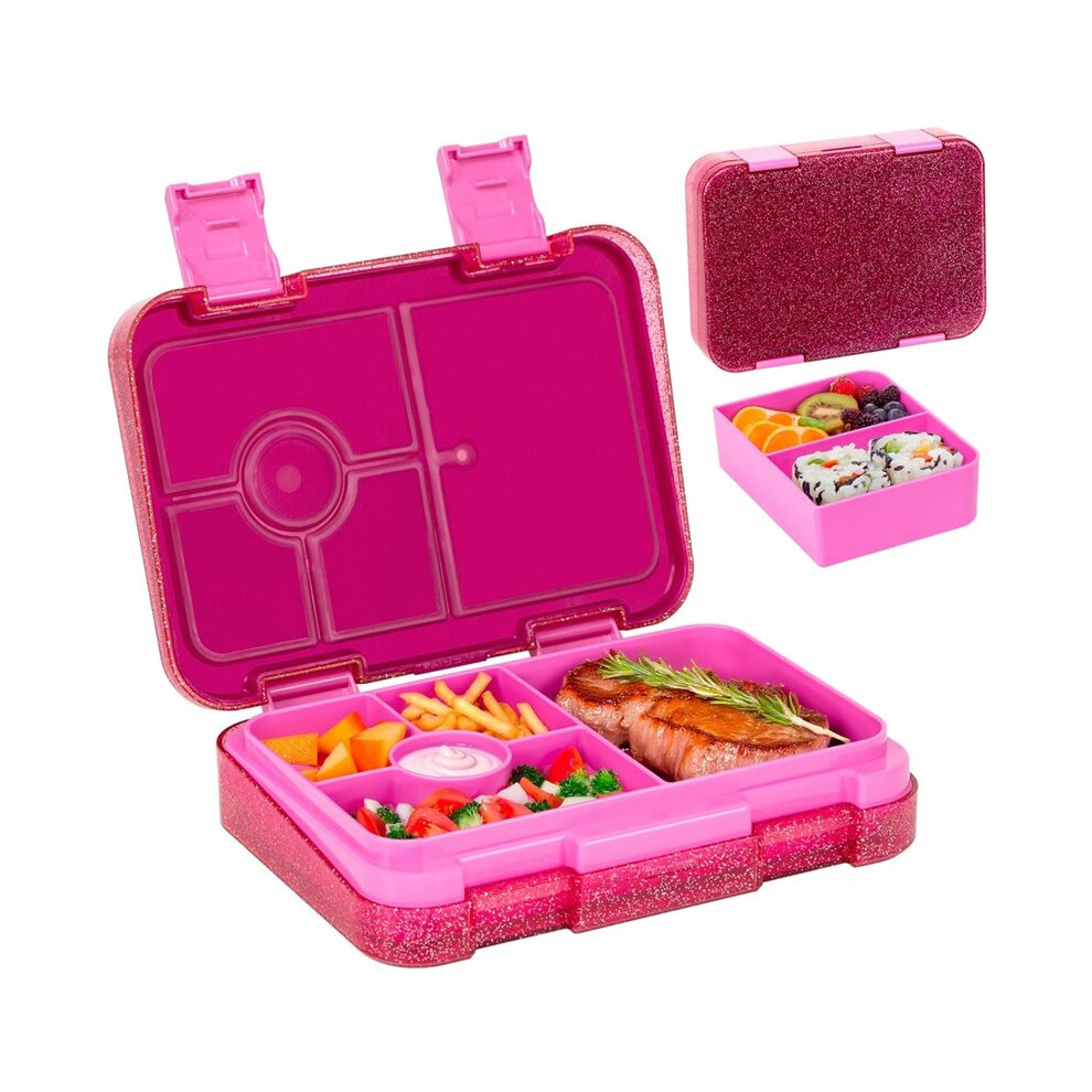 Kids Bento Lunch Box with 5 Compartments, Portable Divided Microwave Safe Leakproof Lunchbox for School Offices Picnic B
