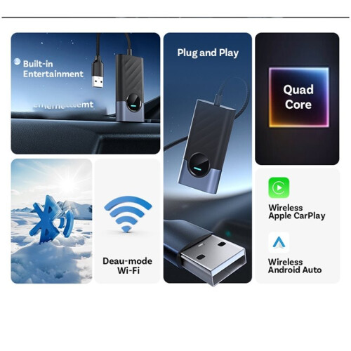 Adattatore Wireless CarPlay Android Auto Plug &  Scatola Multimediale per Auto per Android da Wired A Wireless 2