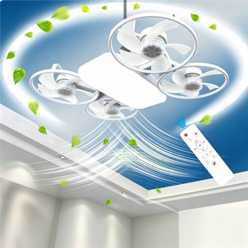 Led Ceiling Fan Light, Snail in Ceiling Fan with Light E27 Socket, Remote, 3-Color Dimmable Led, for Various Scenarios 2