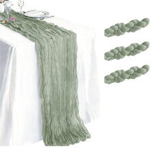 Conjunto de 3 Caminhos de Mesa em Tecido Verde para Casamento, Chá de Bebê, Chá de Cozinha, Páscoa, Feriados, Aniversário e Decoração de Casa