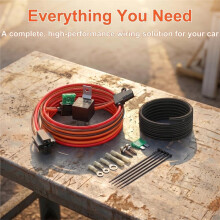 Electric Fuels Pump Relay Kit, 40AMP Waterproof Heavy Duty Relay Wiring Harness with Nylon Wire Looms & Long Wires 30247