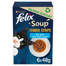 FELIX Soup Tender Strips Fish Selection Wet Cat Food 6x48g (Pack of 8)