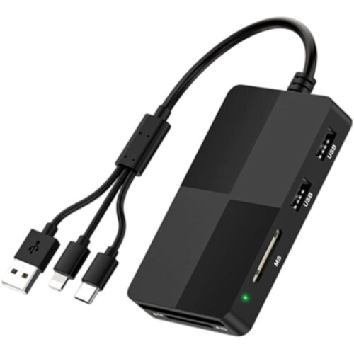 Card Reader Hub 3in1 Multi Memory Card with USB, USB-C +  + USB 3.0 /TF/CF/Micro-/XD/MS Card Adapter