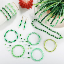 Green Glass Beads for Bracelets Crystal Beads for Jewelry Making Beaded Plants, Round Glass Beads for DIY Plant Making