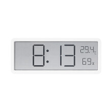 (White) LCD Screen Digital Wall Clock Time Temperature Humidity Time Display Electronic Clock Desktop Digital Clock Battery Powered