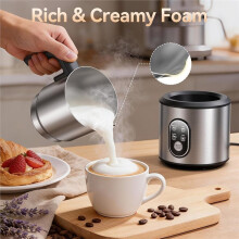 4in1 Automatic Electric Milk Frothers,24oz Stainless Steel Jug with Latte Art Spout, Hot & Cold Foam Maker Eu Plug