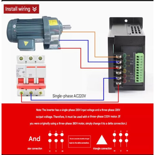 English Version Small Simple Universal Frequency Converter Single Phase 220V to Three Phase 220V Motor RS485 200W 1
