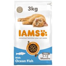 IAMS Kitten Complete Dry Cat Food Ocean Fish 3kg - For Healthy Growth