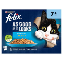 FELIX As Good As it Looks Senior 7+ Fish in Jelly Wet Cat Food 12x85g