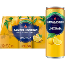 San Pellegrino Italian Sparkling Drinks Tastefully Light Sparkling Lemon Canned Soft Drink 12 x 330ml | 73k Cals per Can