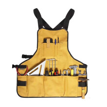 (1) Multi Pocket Tool Apron for Outdoor BBQ Woodworking Gardening Mechanics Auto Repair Craftsmen Canvas Storage Work Apron