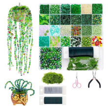 5422 Delar Pärlväxtkit Forever Plant Kit Gröna Glaspärlor för Växttillverkning, Gröna Pärlor för Pärlväxter