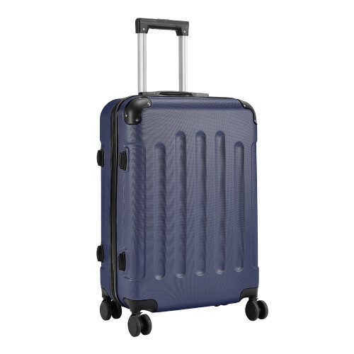 20 Inch ABS Hard Shell Vertical Groove Design Luggage Suitcase, Navy Blue