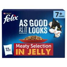 FELIX As Good As it Looks Senior 7+ Meat in Jelly Wet Cat Food 12x85g (Pack of 4)