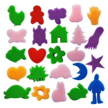 53 Pcs Paint Sponge Brush Set for Kids, Art Tool Kits with Animal Shapes, DIY Crafts and Drawing Sponges