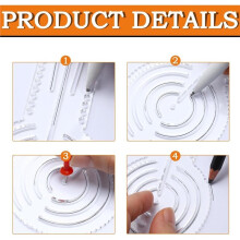 4 Stück 3in1 Mandala Lineal Werkzeug mit Löchern 4 Größen Mandala Punkt Kunst Kreis Zeichner Zirkel Winkelmesser Gerade Punktierlineal