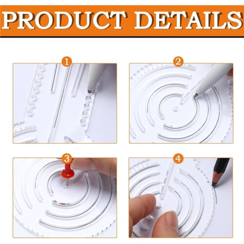 4 Pcs 3in1 Mandala Ruler Tool with Holes 4 Size Mandala Dot Art Circle Maker Compass Protractor Straight Dotting Ruler 1