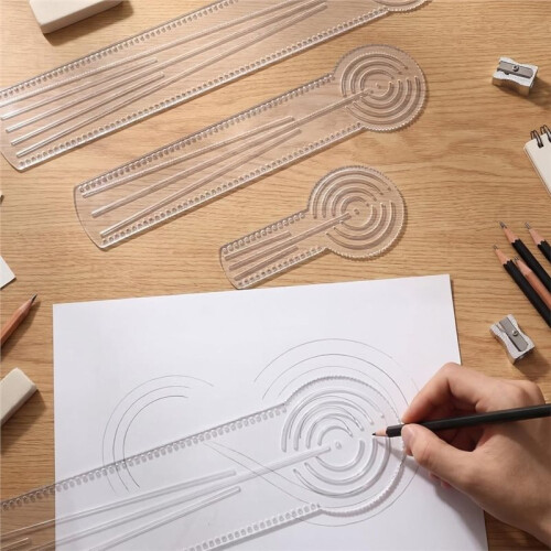4 Pcs 3in1 Mandala Ruler Tool with Holes 4 Size Mandala Dot Art Circle Maker Compass Protractor Straight Dotting Ruler 2
