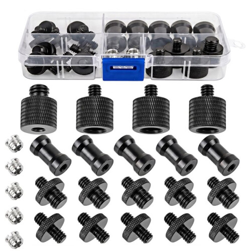 24 Pcs Camera Tripod Adapter, 1/4 to 3/8 Threaded Converter Tripod Thread Adapter for DSLR Camera, Quick Release Plate