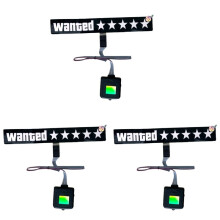 3X Windshield Electric 5 Star Wanted Car LED White Light Window Stickers for JDM Glow Panel Decoration Accessories