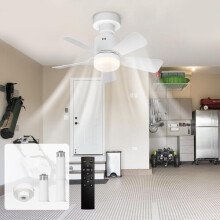 Screw in Ceiling Fan Light E27 Socket with Remote Control LED Lamp Small Fans for Bedroom 4 Speeds 3 Colors White Easy to Install Dimmable Mini Ceilin