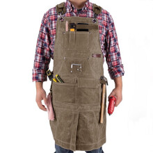 (2) Thick Canvas Retro Multi Pocket Work Apron Hairstylist Restaurant Floral Arrangemen Auto Mechanic Water Electricity Worker Apron