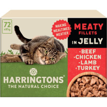 Harringtons Complete Wet Adult Cat Food Pouch Meaty in Jelly Pack 72x85g | Making Mealtimes Meatier - 80% Freshly Prepared Meat & Fish