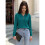 Women'S Solid V-Neck Button Decor Loose Long Sleeve T-Shirt  Green S 5