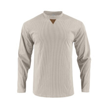 Heren Crewneck Shirts Slim Fit Lange Mouwen Casual T-Shirt Spier Slim Fitted T-Shirts Kaki M