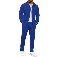 Mens Sweatsuits 2 Piece Set Jacket Top and Casual Pants Set Fall Fashion Sweatsuits Royal  S