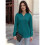 Women'S Solid V-Neck Button Decor Loose Long Sleeve T-Shirt  Green S 3