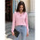 Women'S Solid V-Neck Button Decor Loose Long Sleeve T-Shirt  S 4